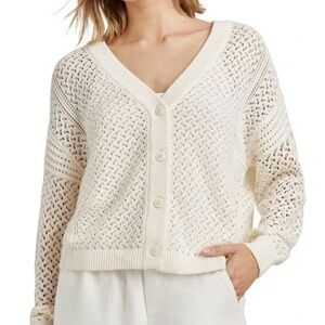 Splendid V-Neck Brenda Cardigan Cream Size M
